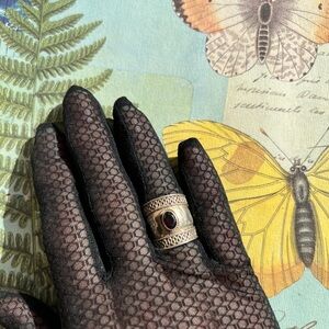 Elegant Sterling Silver Garnet Stone Ring